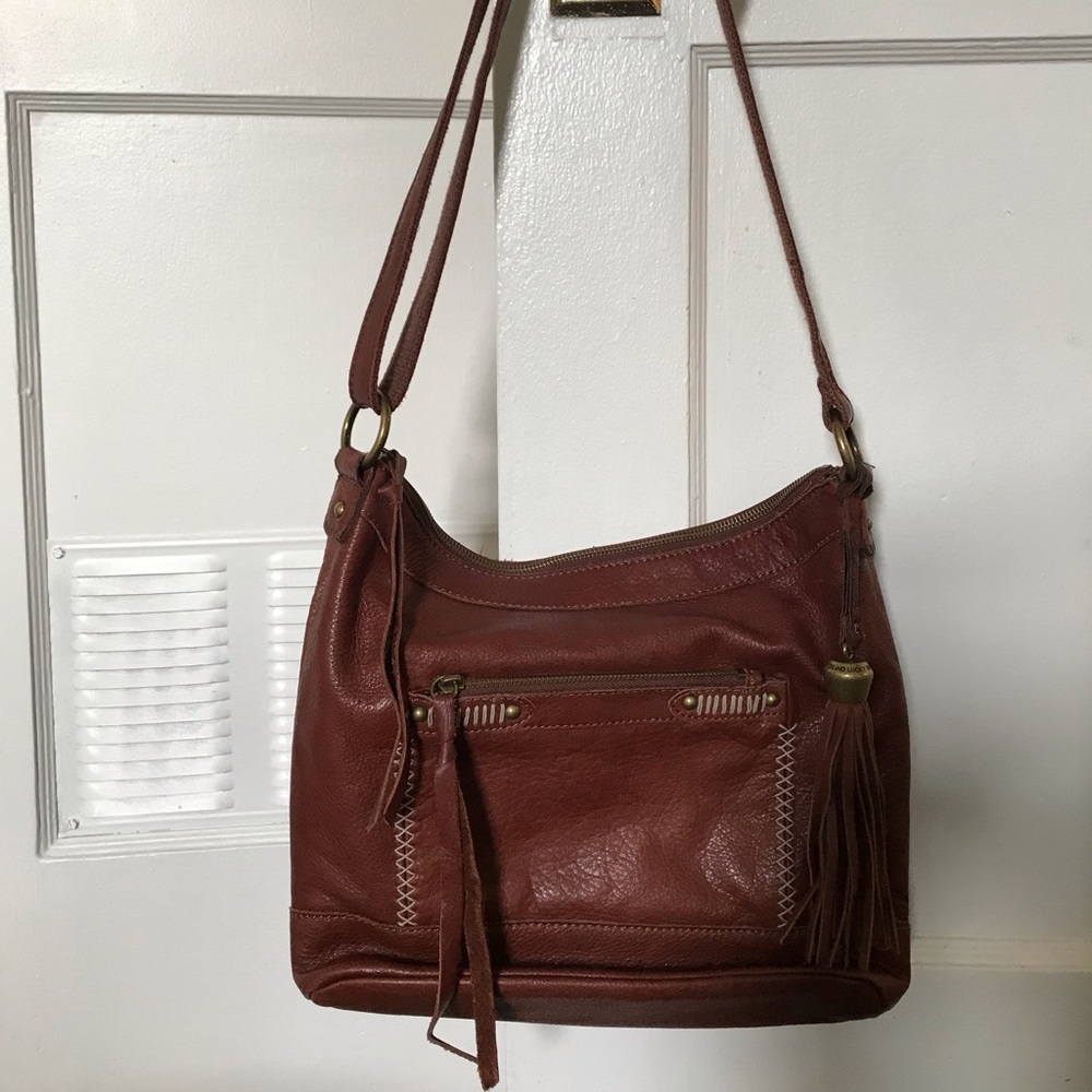 Lucky Brand BoHo Brown leather adjustable handbag